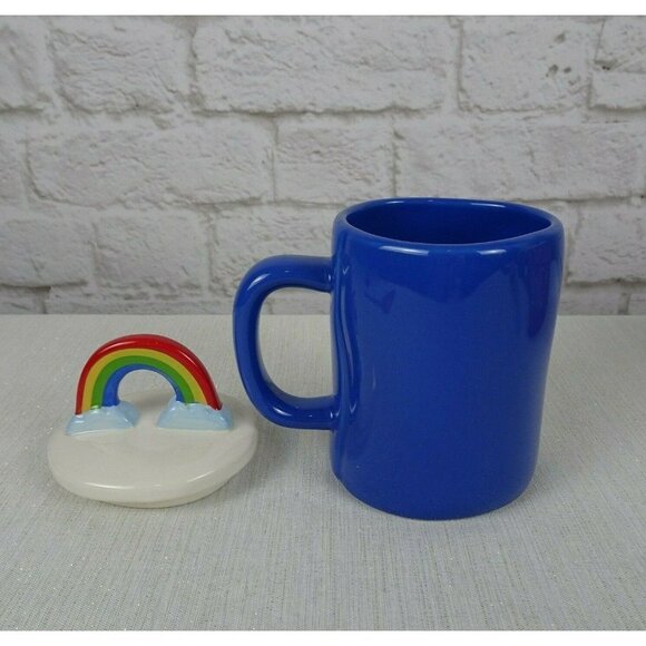 RAE DUNN Rainbow 🌈 Figural Mug Love Is Blind Blue With Lid Pride Decor New - Picture 5 of 12
